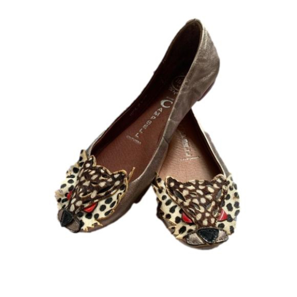 Jeffery Cambell flats cheetah print animal shoes women’s handmade shoe unique - Picture 1 of 10